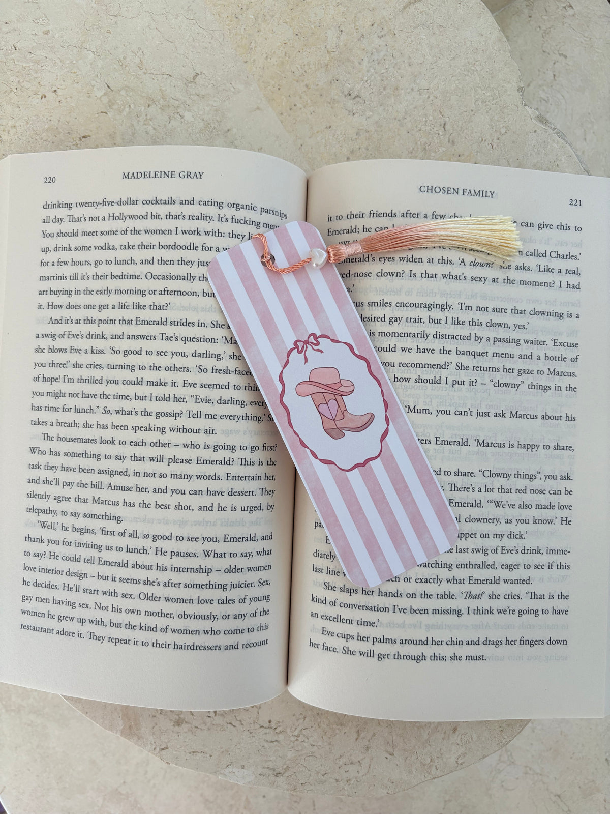 Open pages of a novel titled Chosen Family by Madeleine Gray