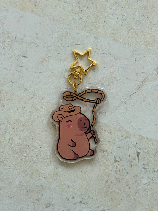 Capybara Cowboy Keychain