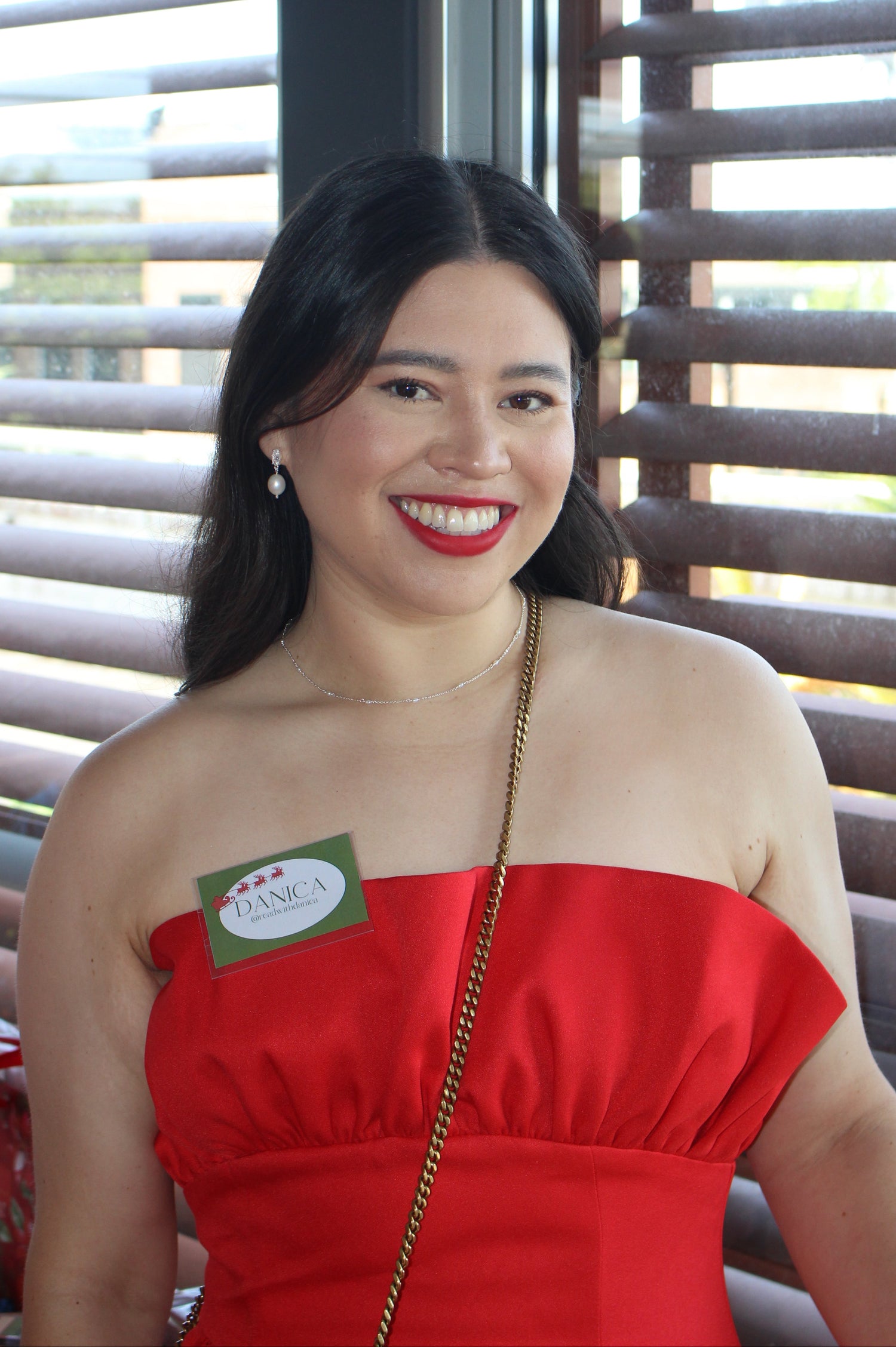 Woman in red dress 